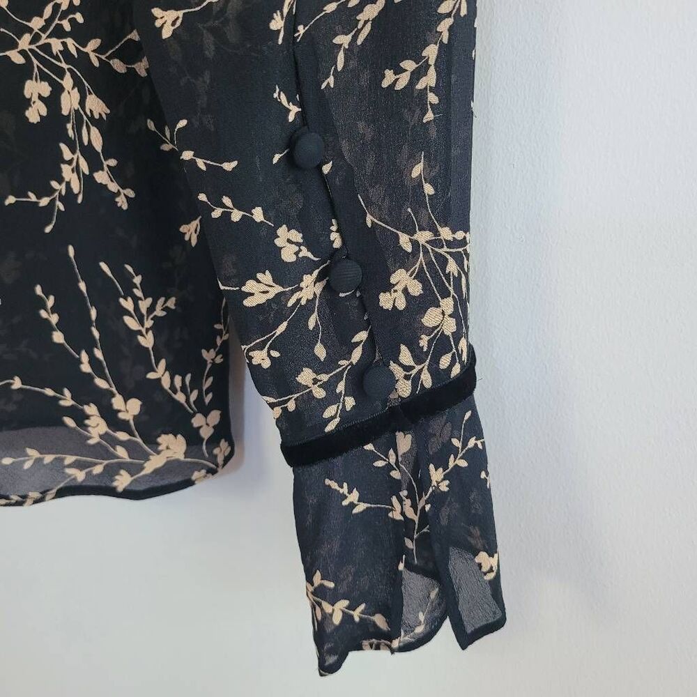 Vintage Y2K Banana Republic 100% silk‎ babydoll top dark floral whimsigoth goth - Picture 7 of 13